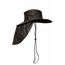 Burke & Wills Flinders Oilskin Hat with Flap (Medium/Large) - Brown