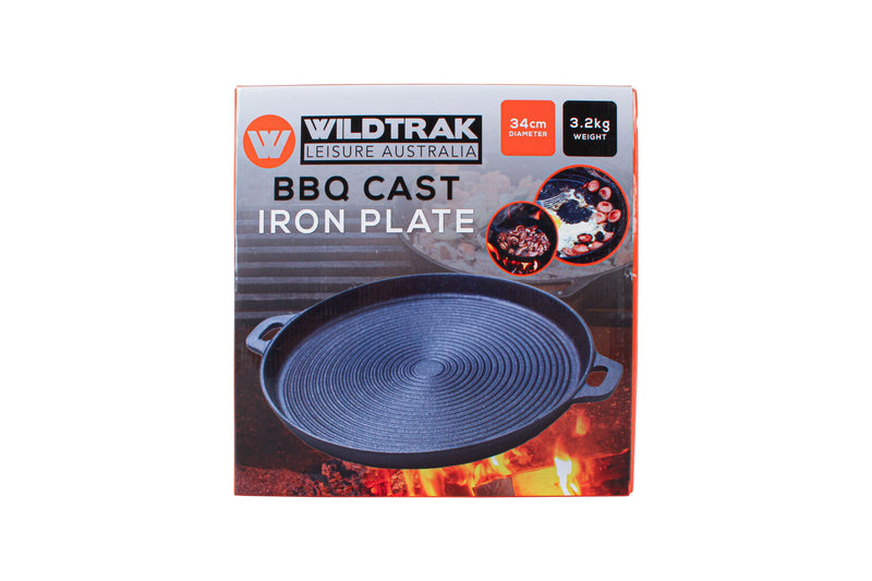 Wildtrak Round Ribbed BBQ Cast Iron Plate