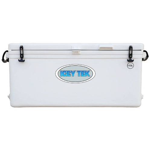 Icey Tek Long Ice Box Cooler - 115L Split Lid Right - White