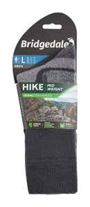 Bridgedale Men's Midweight Performance Hiking Socks (Medium) - Gunmetal Grey/Light Grey