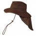 Burke & Wills Flinders Oilskin Hat with Flap (Medium/Large) - Brown