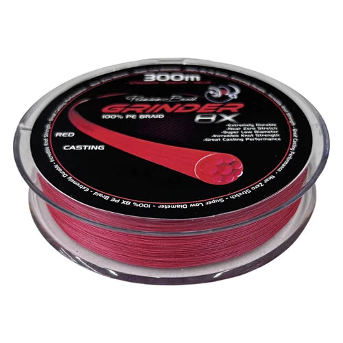 Grinder 8x Braid 15lb PE1.2 (300m) - Red (Exclusive to Getaway Outdoors Balcatta)