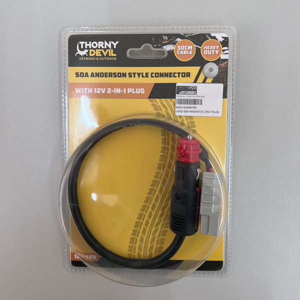 Thorny Devil 50A Anderson Style Connector Lead with 12V 2-In-1 Plug (30cm)