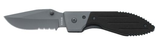 KA-BAR 3073 Warthog Folder III 3.125″ Drop Point Combo Blade, Black G10 Handles