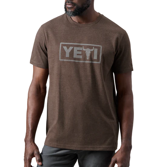 Yeti Steer Badge Short Sleeve T-Shirt - Heather Espresso
