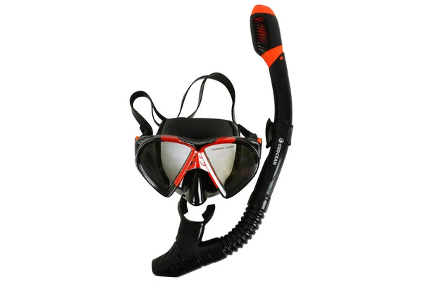 OzOcean Hayman Adult Mask and Snorkel Set - Black/Red