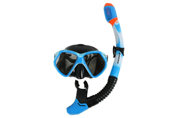 OzOcean Heron Adult Mask and Snorkel Set - Blue/Black