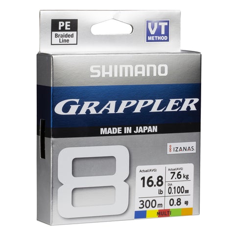 Shimano Grappler 8 Braid PE2 - Multi Colour (300m)