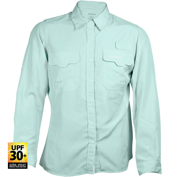 Shimano Vented Long Sleeve Ladies Shirt Aqua - Size 16