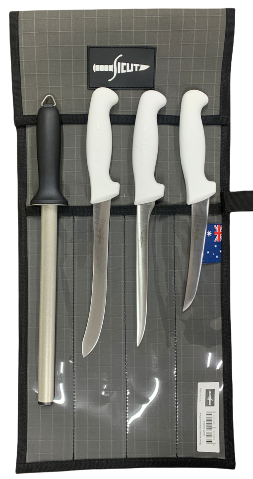 SICUT Anglers Diamond Package Knife Set - White Handle