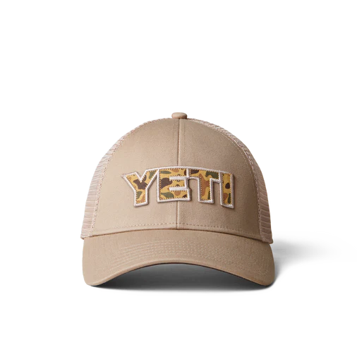Yeti Camo Logo Badge Trucker Hat - Khaki