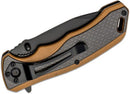 Schrade Ultra-Glide Flipper Knife 3.3″ Black Oxide Clip Point Blade, Tan G10 and Carbon Fiber Handles – 1121082