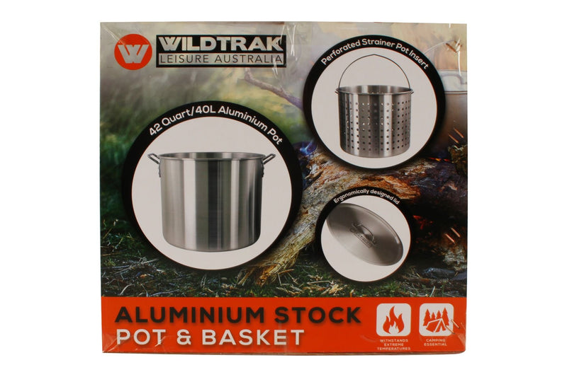 Wildtrak Aluminium Stockpot & Basket (42QT)