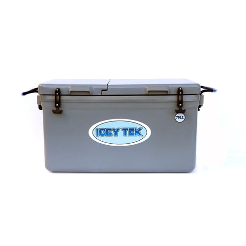 Icey Tek Long Ice Box Cooler - 70L Split Lid Right - Grey