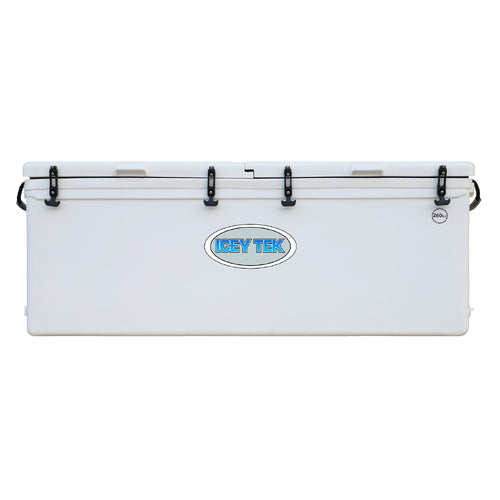 Icey Tek Long Ice Box Cooler - 260L Split Lid Right - White
