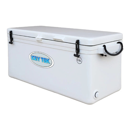 Icey Tek Long Ice Box Cooler - 115L Split Lid Right - White