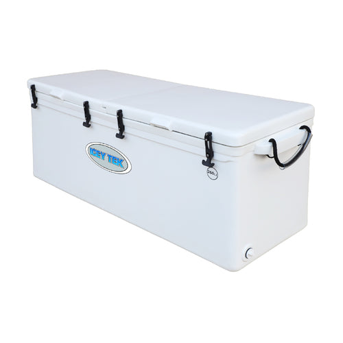 Icey Tek Long Ice Box Cooler - 260L Split Lid Right - White