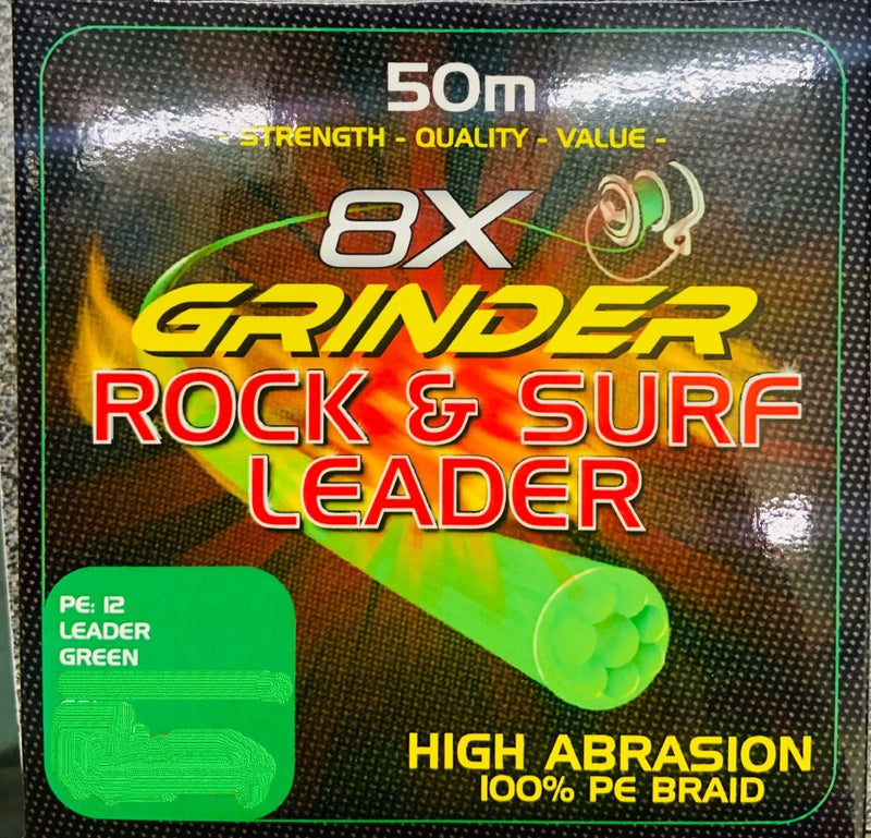 Grinder 8x Braided Surf Leader 100lb 50m Green