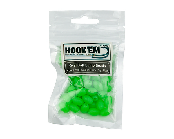 Hookem Green Lumo Soft Beads 8x12mm