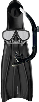 Mirage Adult Barracuda Silicone Mask, Snorkel &amp; Fin Set (X-Large) - Black