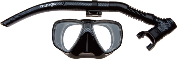 Mirage Carbon Silicone Mask & Snorkel Set - Black (Adult)